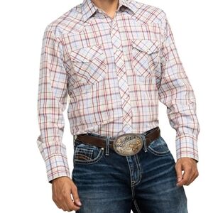 Roper Classic Plaid Long Sleeve Pearl Snap Shirt Mens 2XL Western Yoke Rodeo